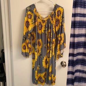 Bluish Grey Sunflower Dress